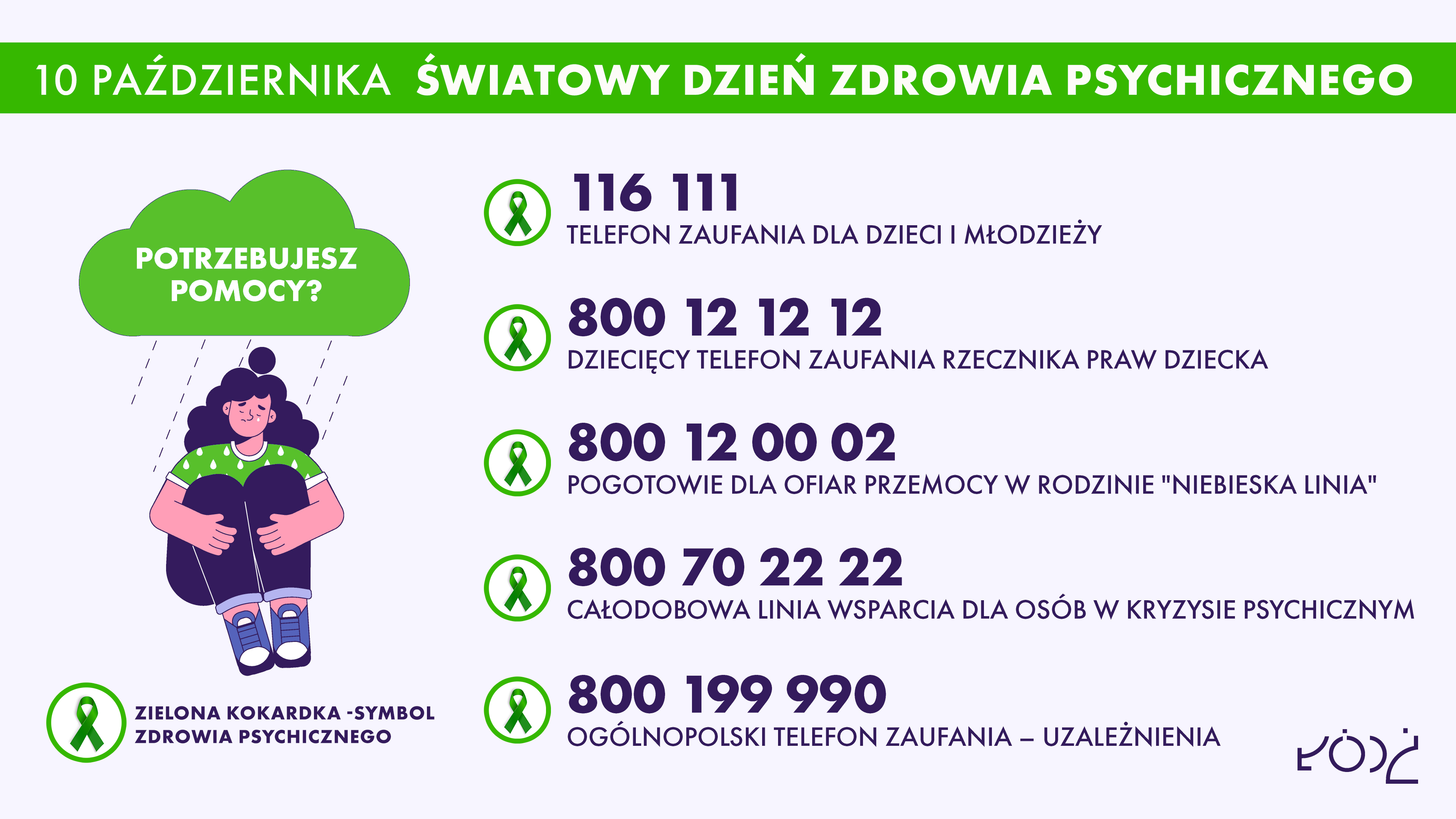 ulotka z nr telefonów "Dzień zdrowia psychicznego"